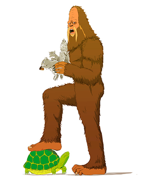 Step 2: Lift your right foot onto the turtle (it’s OK, he’s tough).